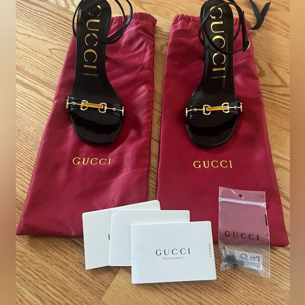 Gucci- Moorea horsebit heel sandals - Picture 3 of 6